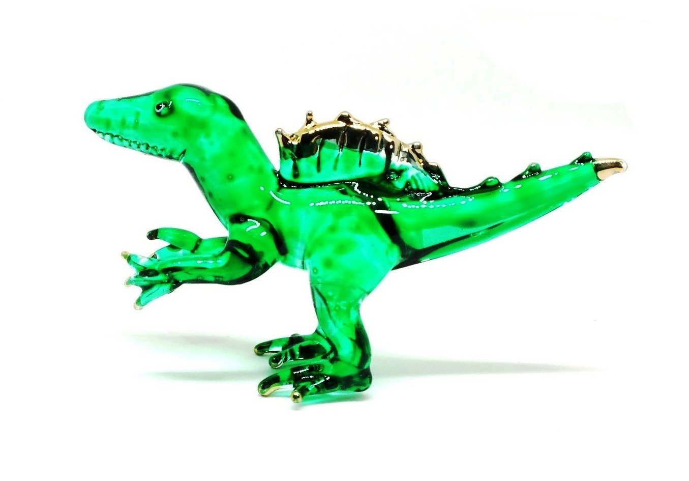 Handmade Mini Blown Glass Art 2.5" Spinosaurus Dinosaur Jurassic Figurine, Cool Stuff, Miniature Animals, Home or Garden Decor Gift Ideas