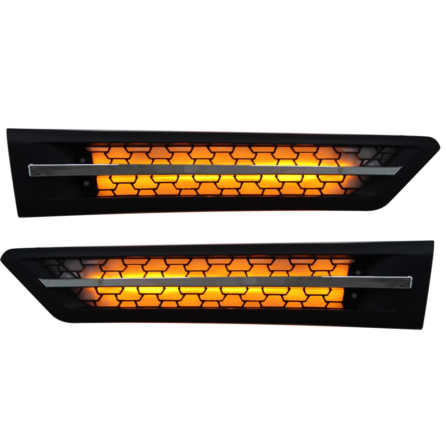 View 1 of ***VENTS ONLY*** BOLANTON Cascadia Side Grille Air Intake Vent Replacement with LED Lights Left Right Pair for Freightliner Cascadia 2018+ (Amber)