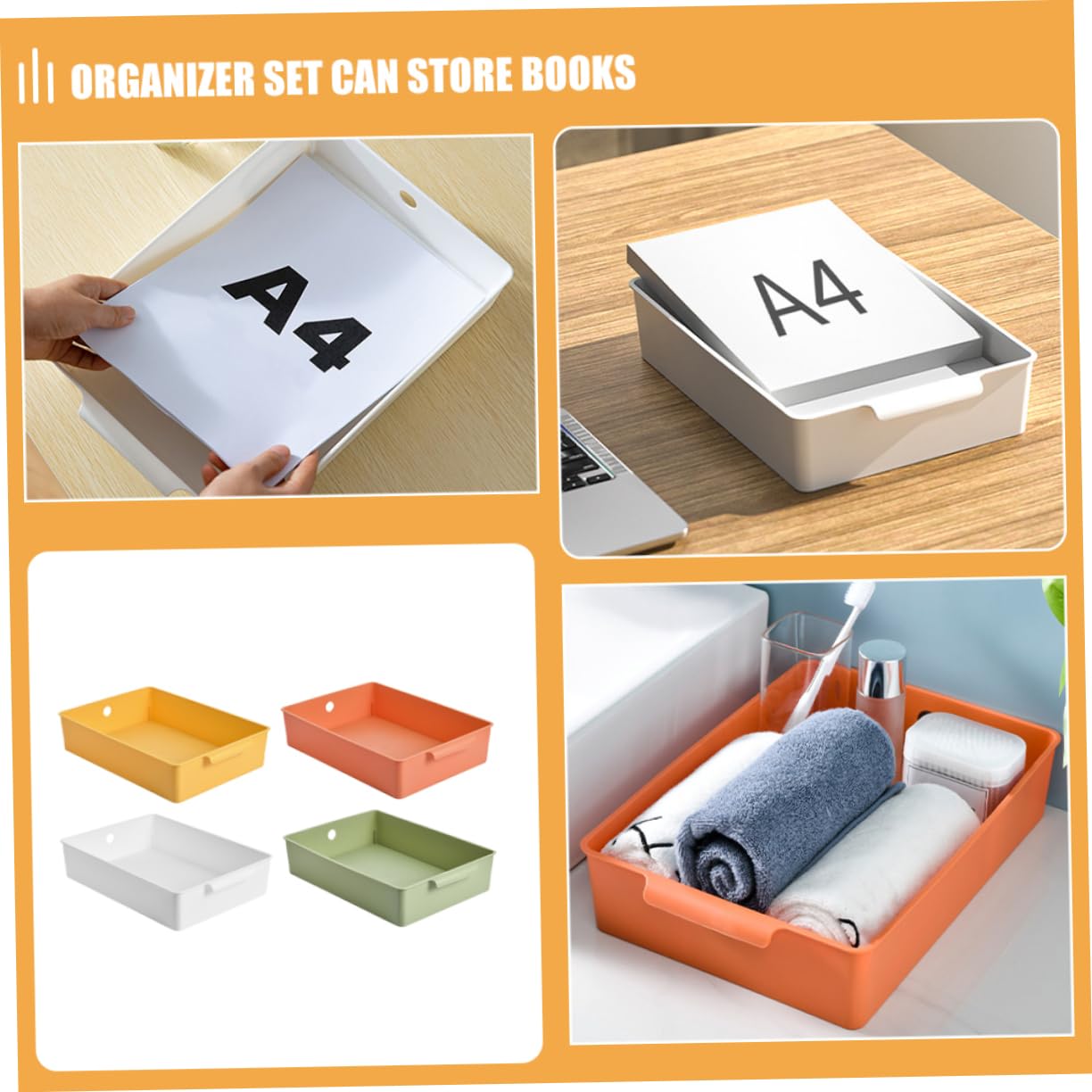 DOITOOL Organizador De Escritorio 4 Cestas Plásticas Escritorio Oficina Aula Almacenamiento De Libros Papelería