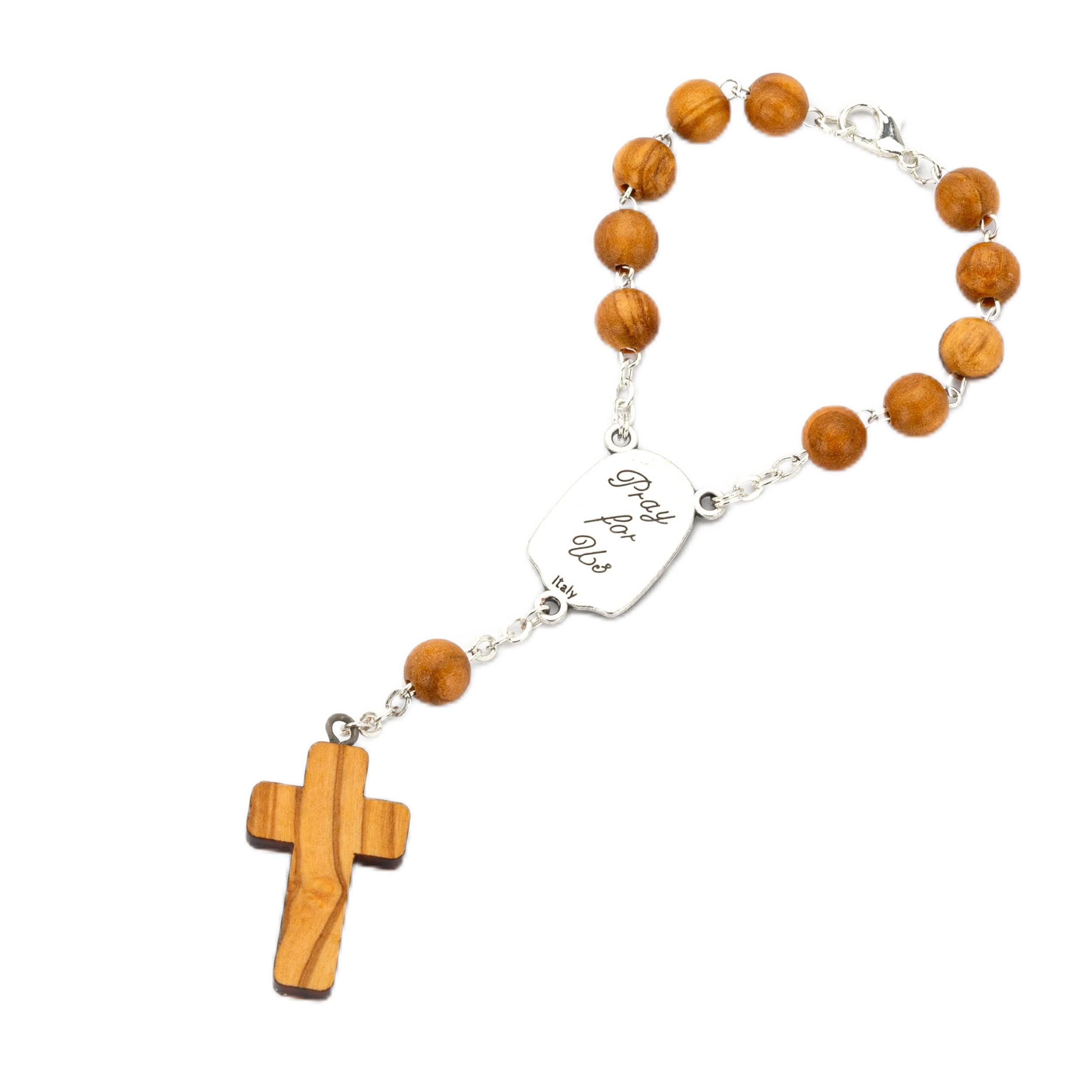 NKlaus 16 cm Zen Rosary St Christopher Real Wood 3 x 2 cm Kruzfix Pilgrimage 14447, brown, 10L x 5B cm