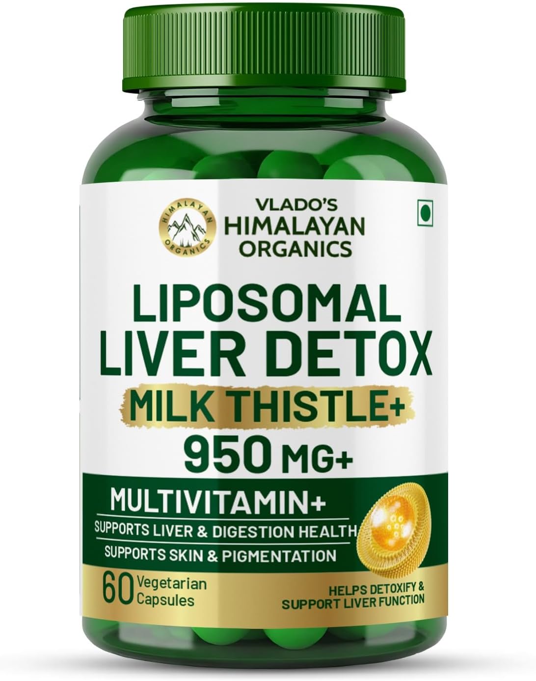 Vlado's Himalayan Organics Liver Detox Supplement With Milk Thistle- 800mg (70:1) Extract I Natural Liver Detox Supplement I Fatty Liver Care I Added Multivitamins & Amino Acid I Curcumin, Ginger , Dandelion, Seleniumn, N-Acetyl Cysteine I All B vitamin's | Complete Liver Cleansing & Detox Natural Body Detox - Detoxification Formula | For Men & Women - 60 Veg Capsules