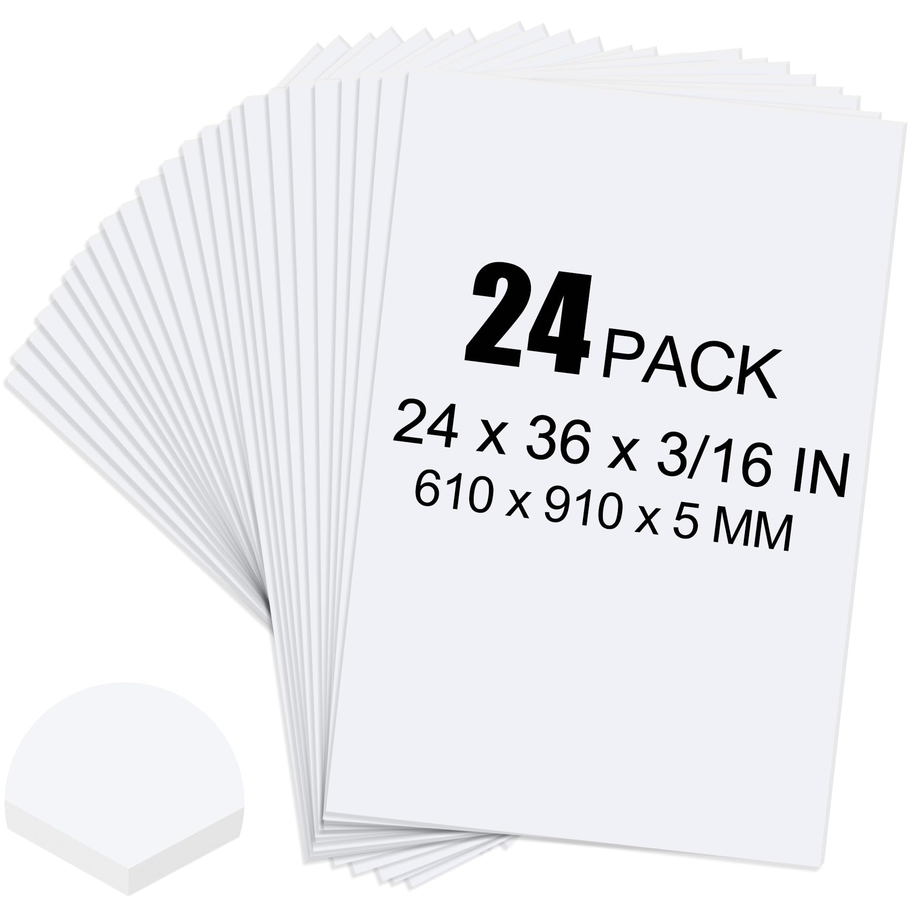 ToLanbbt 24 Pack White Foam Board, 24 x 36 x 3/16" Thick Foam Core Acid Free Poster Foamboard for Art Craft Projects, Painting, Displaying, Signage, Wedding, School