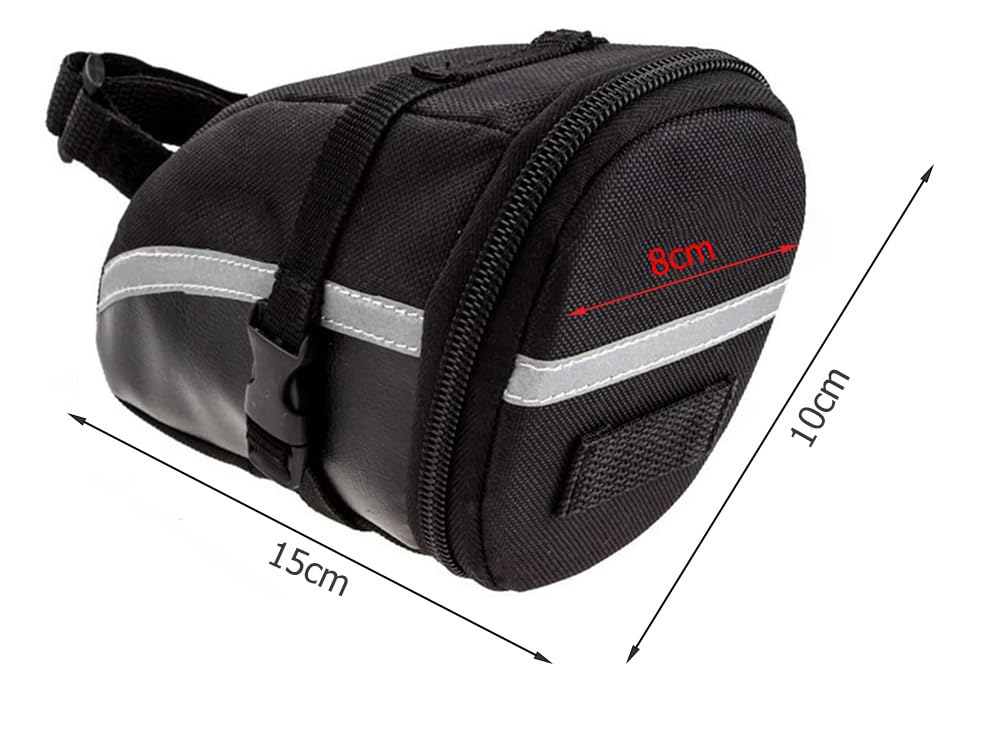 Borsa da bicicletta impermeabile sotto la sella – Custodia multifunzione con chiusura regolabile, colore nero