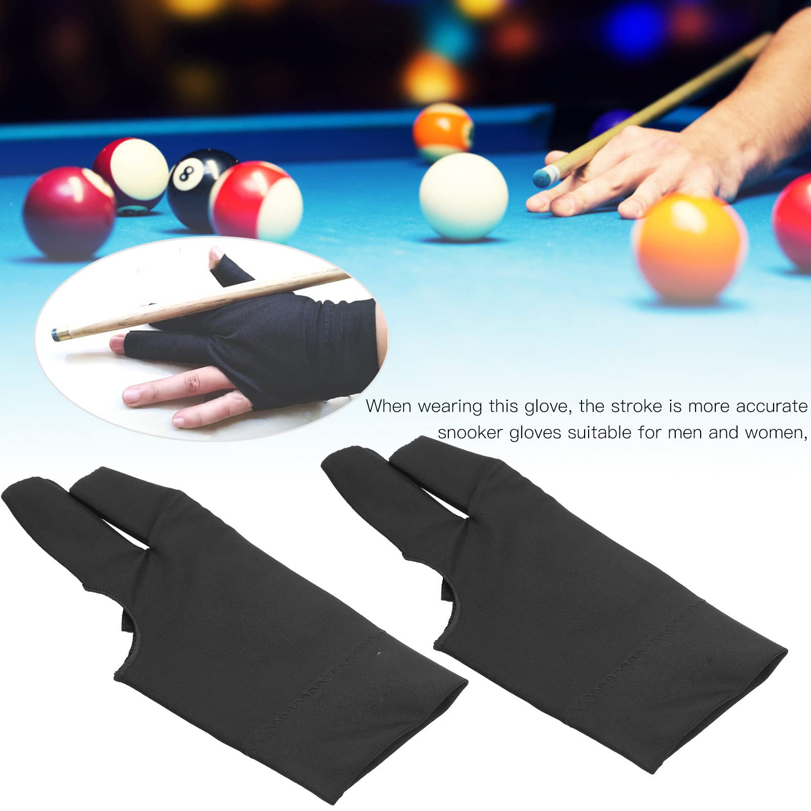 NDNCZDHC 4Pcs Billiard Gloves, 3 Fingers Pool Gloves for Left Hand and Right Hand, Unisex Snooker Cue Sport Glove for Men, Women
