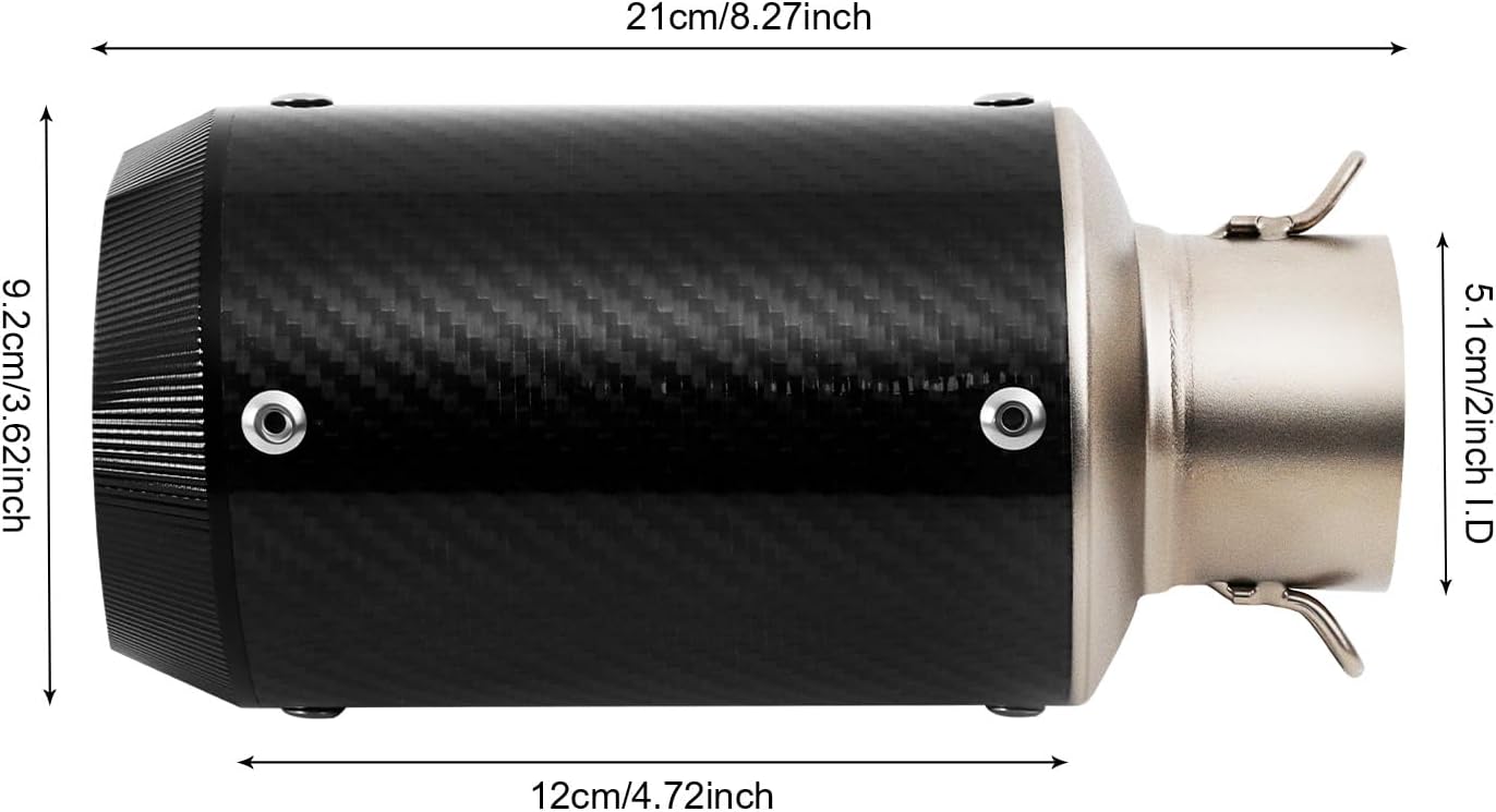 36mm-50mm Motorcycle Exhaust Tips 1.42-2" Exhaust Muffler Silencer Pipe Universal Slip on High Performance Stainless Steel Motorcycle Mufflers for Motor Dirt Bike Black
