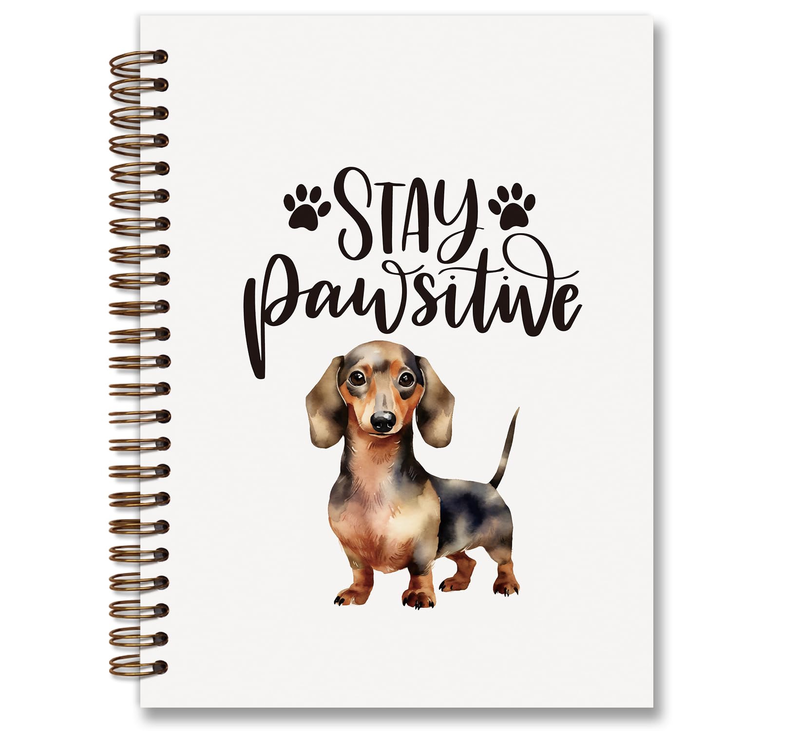 foedor Dachshund Dog Spiral Notebook Journal,Stay Pawsitive Notebook Dachshund Gifts for Dog Lovers Teen Girls Women,College Ruled Spiral Hardcover