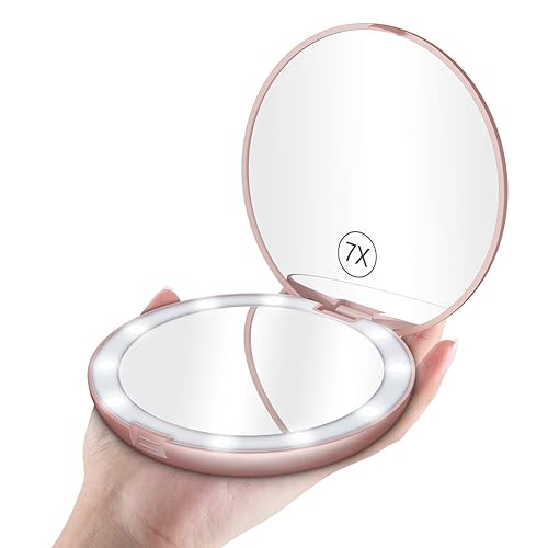Miniatura 7 de Benbilry Espejo de maquillaje iluminado con aumento de 10X, aumento de doble cara de 7 pulgadas, aumento 1X10X con luces, rotación de 360, espejo de