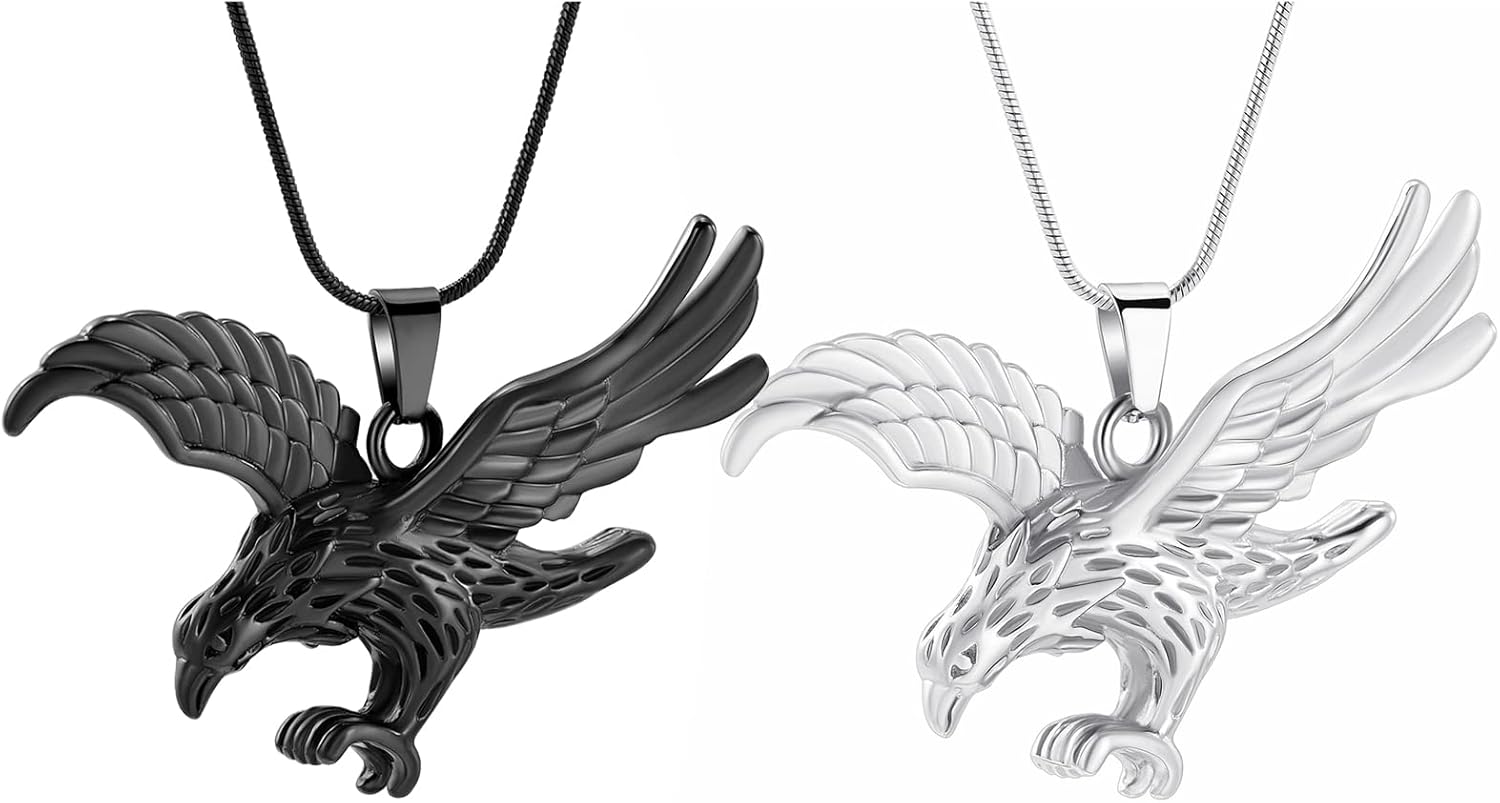 zeqingjw Urn Cremation Necklaces for Ashes Jewelry Eagle Keepsake Pendant Memorial Necklace Ash Holder