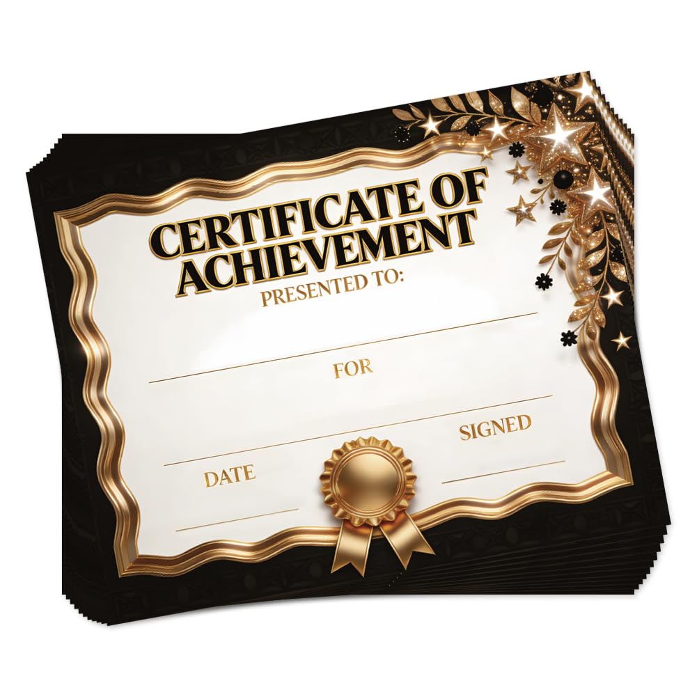TNKBREEZE 3D Golden Wing Personalized Certificates 30Pcs Shiny Diamond Blank Award Certificate Paper 25x20cm Certificate Paper for Awards Birthday Parties School Home Office