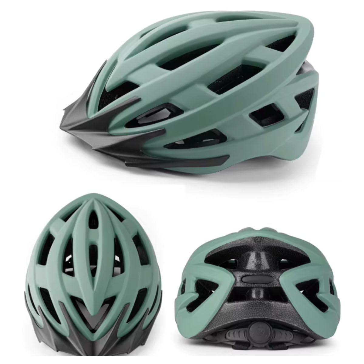 JERN Adjustable Cycling and Skating Helmet with Detachable Visor, Lightweight with Superior Ventilation, Comfortable Chin Padding (Green)-image-21