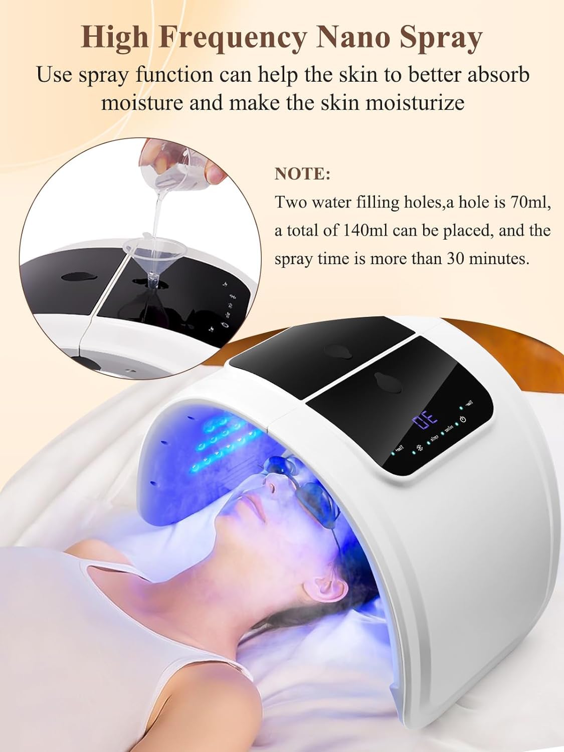 Led Mask Rotlicht Maske Gesicht: YUITONG 7 Arten von Lichtwellen und Zirkulierendes Licht - Sprühfunktion Befeuchtung und Pflege Led Maske Gesicht - Klappbar Led Gesichtsmaske Lichttherapie Maske
