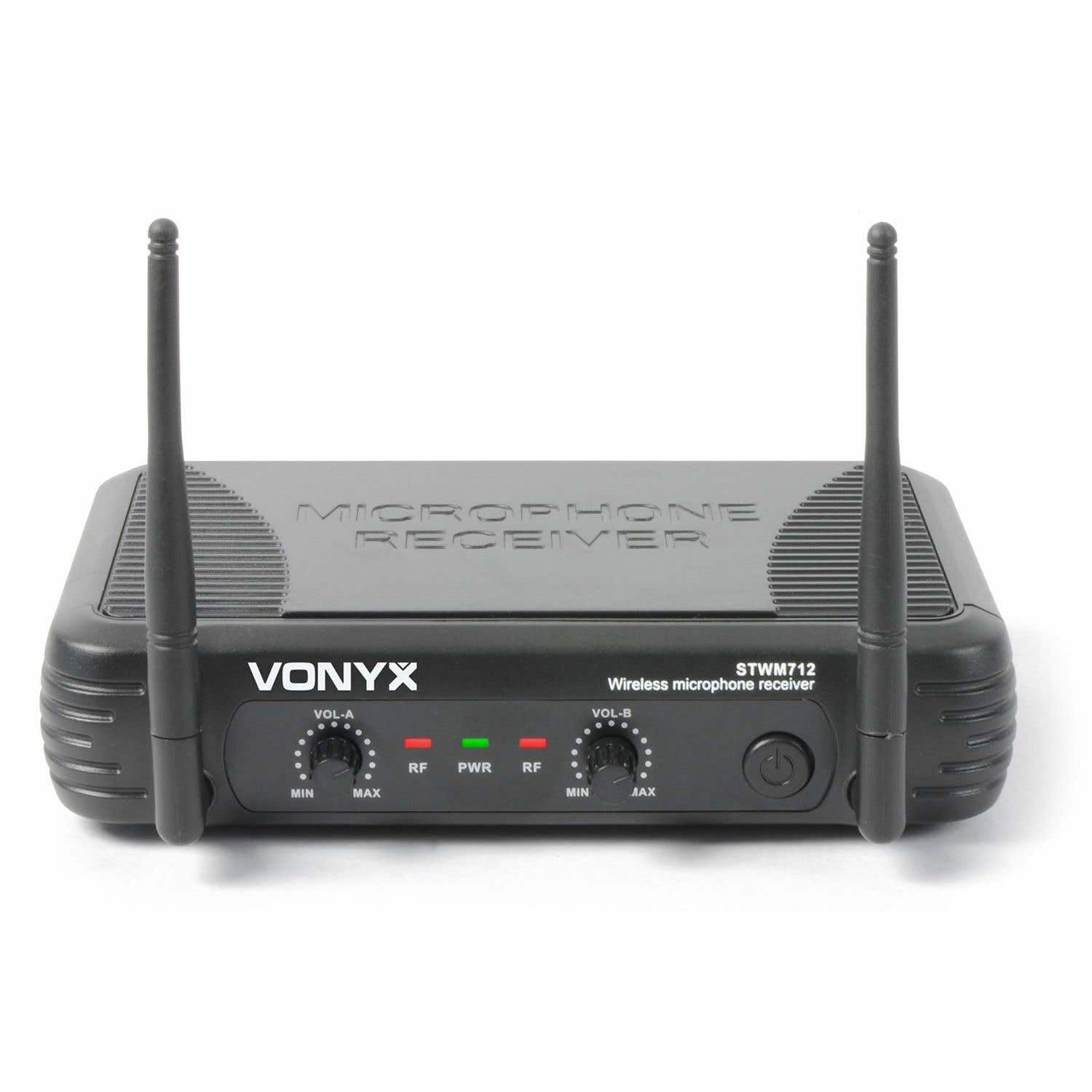 Vonyx STWM712H - Headset-Funkmikrofonsystem, VHF 2-Kanal Mikrofone, drahtloses Mikrofon Set, 2x Kopfmikrofon, für Moderation, Schule, Entertainment, Moderator, Funkmikrofonsystem