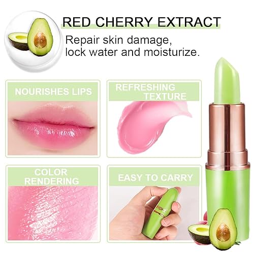 Vista 54 de BINGBRUSH - Labial que cambia de color con aloe vera, bálsamo de labios, larga duración, hidratación todo el día, cambio de temperatura, 1pc 01#Aloe
