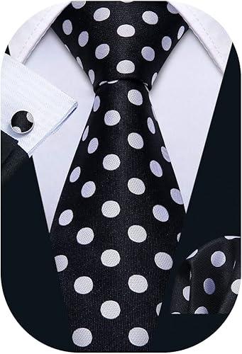 Miniatura 7 de BarryWang Juego de corbata para hombre diseño de lunares bufandas corbatas a la moda para bodas y negocios