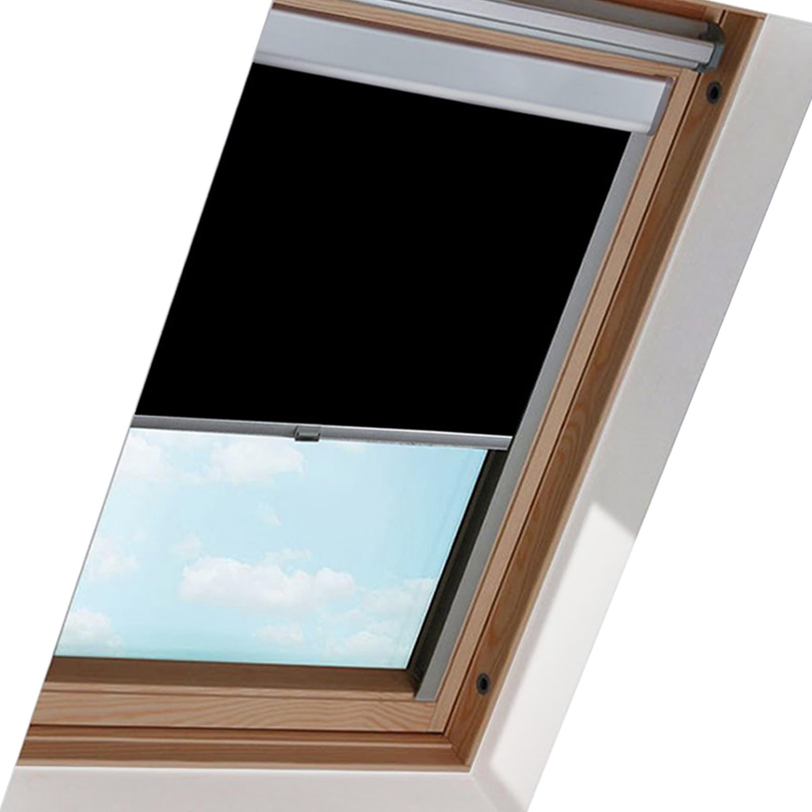 Estor opaco para tragaluz, estores térmicos, protección solar, con guía lateral, marco de aluminio, negro, estores para tragaluz, para M08 (tamaño de ventana: 61,3x116 cm), Montaje sencillo