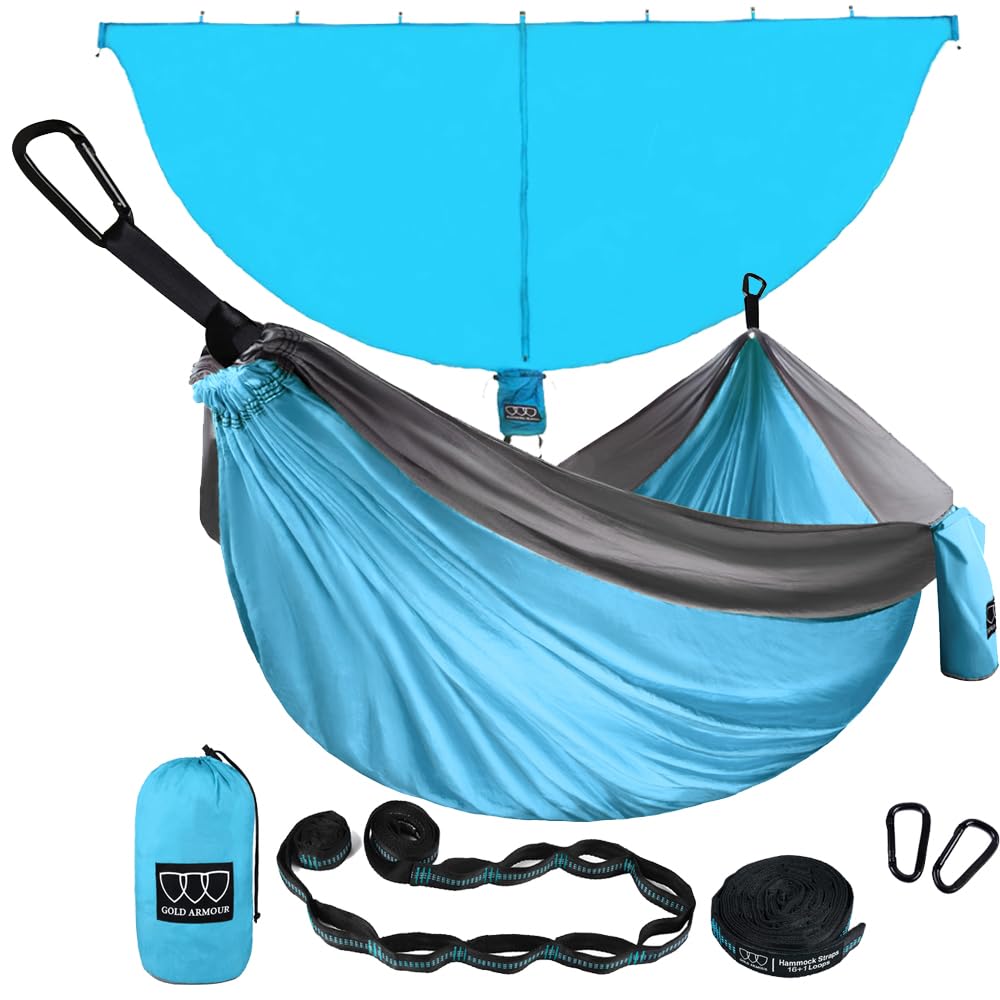 Gold Armour XL Double Camping Hammock With Bug Net - 2 Person Portable Hammock Set For Outdoor & Indoor Use
