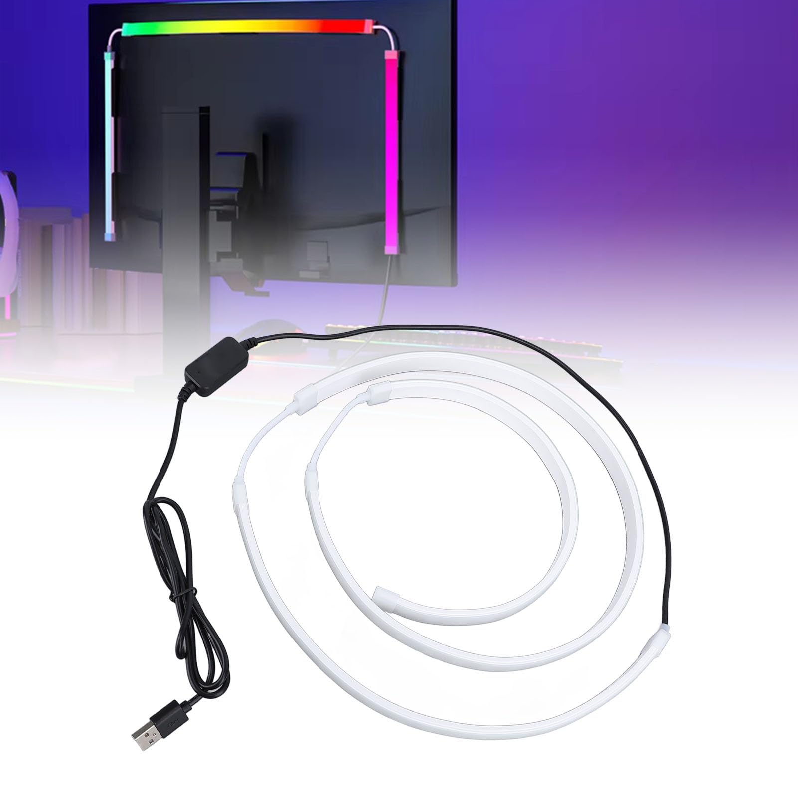 Fabater Rétroéclairage LED du Moniteur, Synchronisation de la Bande Lumineuse RVB avec Musique Couleur de L'écran pour écran 32 Pouces, Barre Lumineuse D'ordinateur Derrière L'écran avec