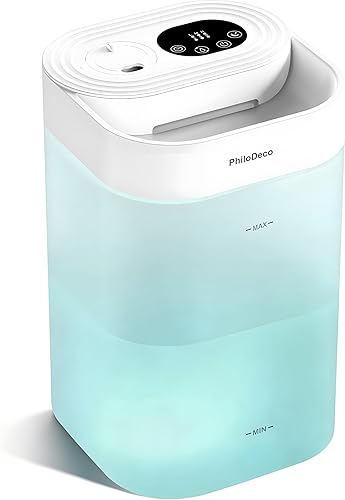 PHILODECO Humidificador de niebla fría de 4.5 L para dormitorio, guardería y plantas  Ultrasónico, silencioso, con difusor de aroma, luz nocturna