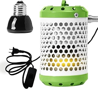 Reptile Anti-Scald Lamp Covers Heater Guard with 100 Watt Infrared Ceramic Heat Lamp,Lamp Fixture for Heat Emitter for Turtle, Snakes, Lizards, Frogs, Chicks (Small) (Small 100W)