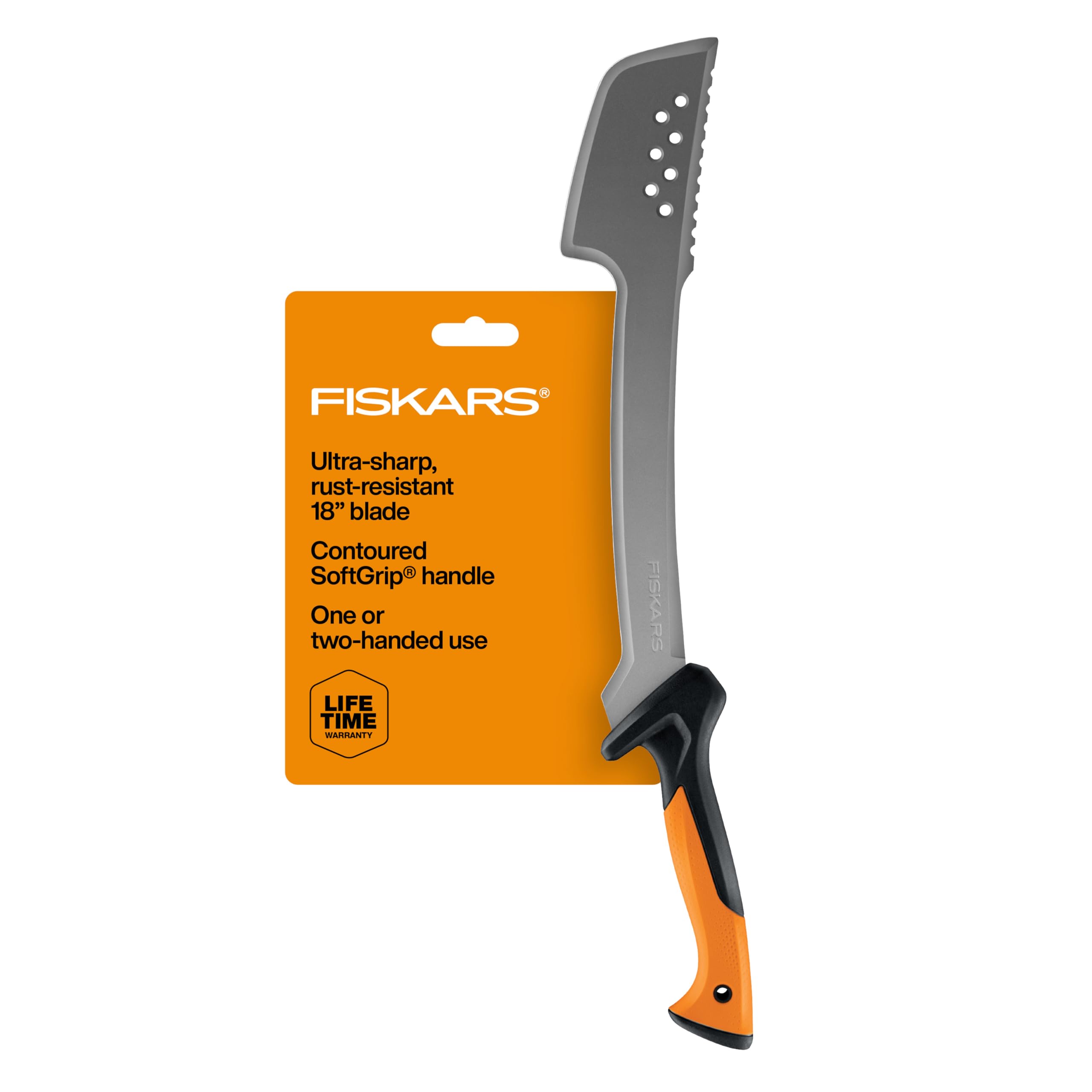 Fiskars Machete Knife, Machete For Cutting Trees, Heavy Duty, 18-Inch Bushcraft Axe Branch Cutter with Rust-Resistant and Low-Friction Blade Coating and Nylon Sheath
