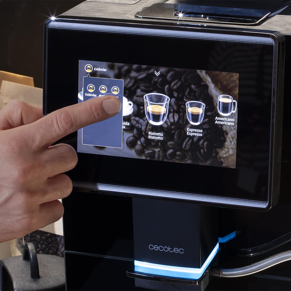 Cecotec Macchina da Caffè Superautomatica Touch Cremmaet OCS. 1500W, 19 Bar, Schermo TFT, Sistema Thermoblock, Pulizia Automatica, Serbatoio da 400g di Chicchi di Caffè, 2L di Acqua e 600ml di Latte