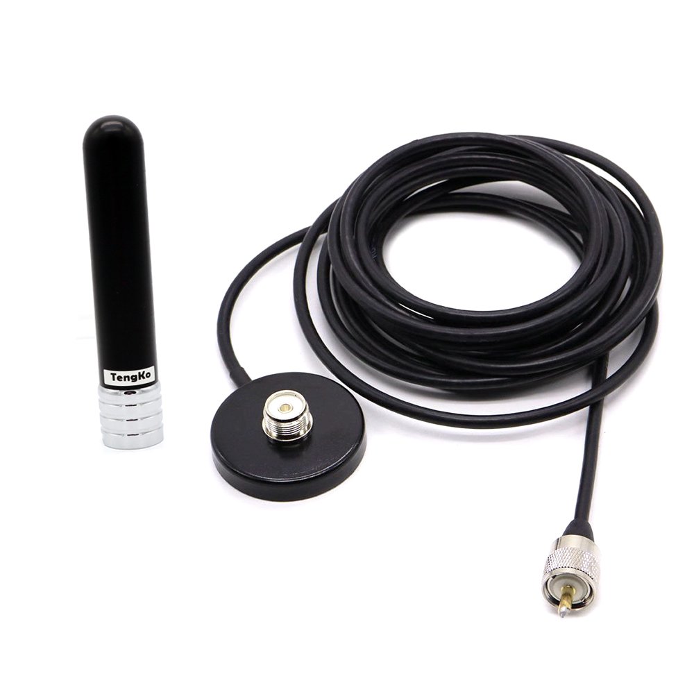 NL-310 Dualband 136-174 & 400-480 MHz 2,15/3,0 dBi 100Watt Mobile Antenne für Mobilfunk-Transceiver Autoradio mit 5 Meter RG-58 / U Koaxialkabel Magnethalterung