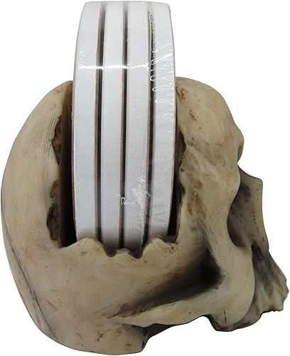 Miniatura 3 de DWK Soporte decorativo de calavera con posavasos absorbentes de bebidas, 4 posavasos absorbentes con juego de soporte, accesorios de cocina góticos