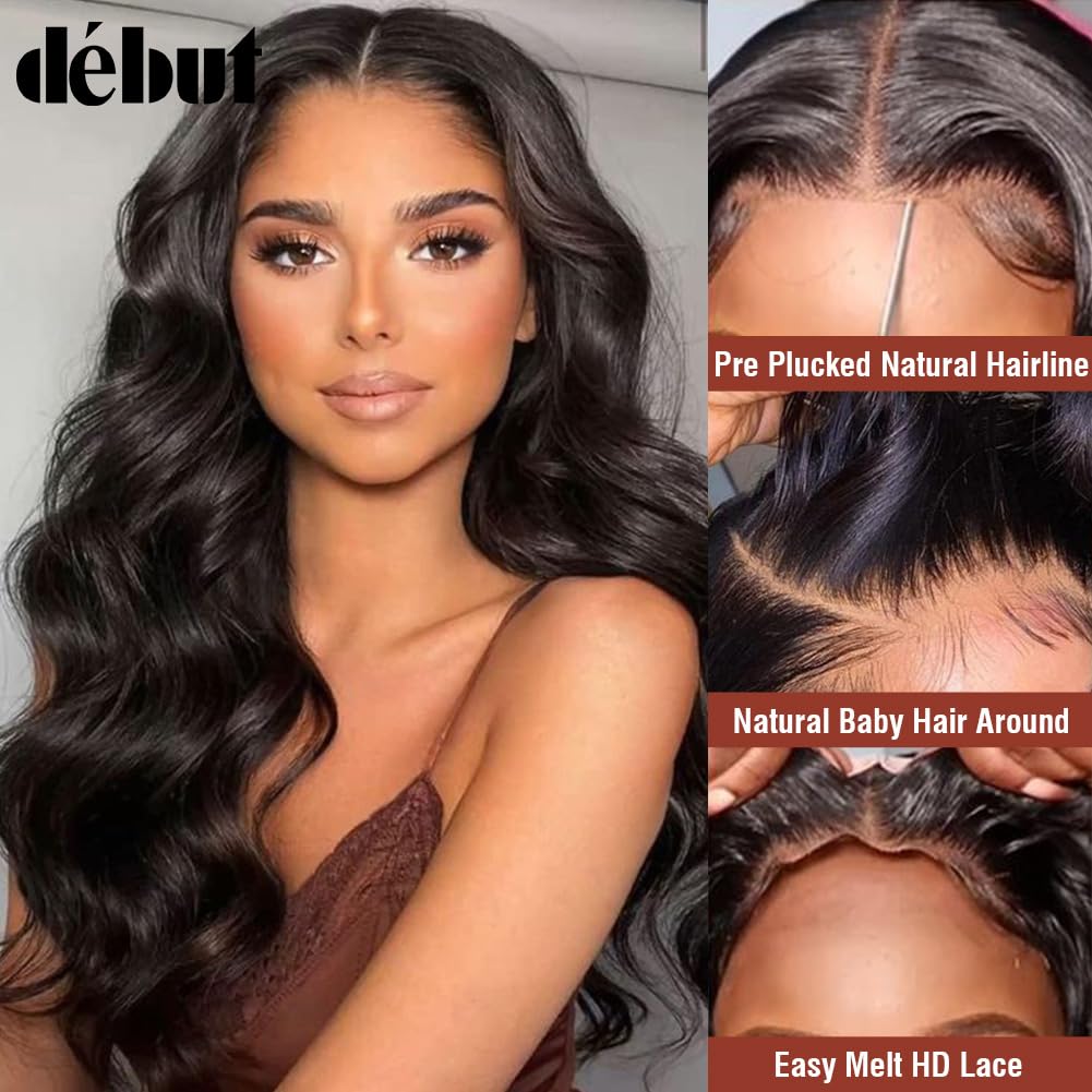DÉBUT Body Wave Lace Front Wig Human Hair 13×4 Lace Front Wigs for Women HD Lace Front Wig Human Hair 180% Density Pre Plucked with Baby Hair Glueless Wigs (24 inches - Image 3
