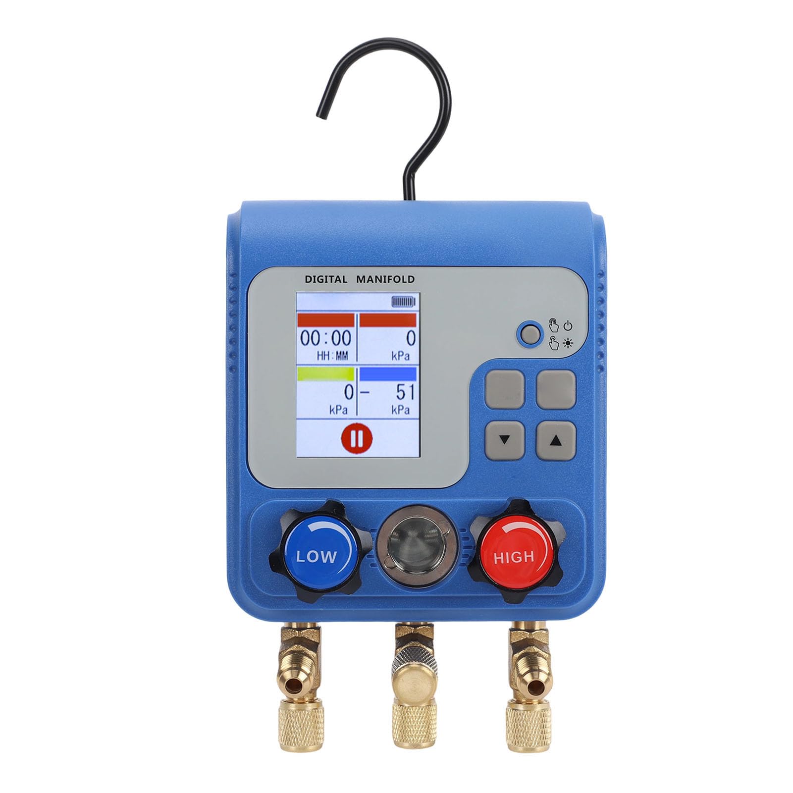 Gonetre Digitales HVAC-Verteilermessgerät, 94 Kältemittelfarben-Druck-Vakuummeter mit Zwei Displays und 3 Anschlüssen für Automatisches AC-System