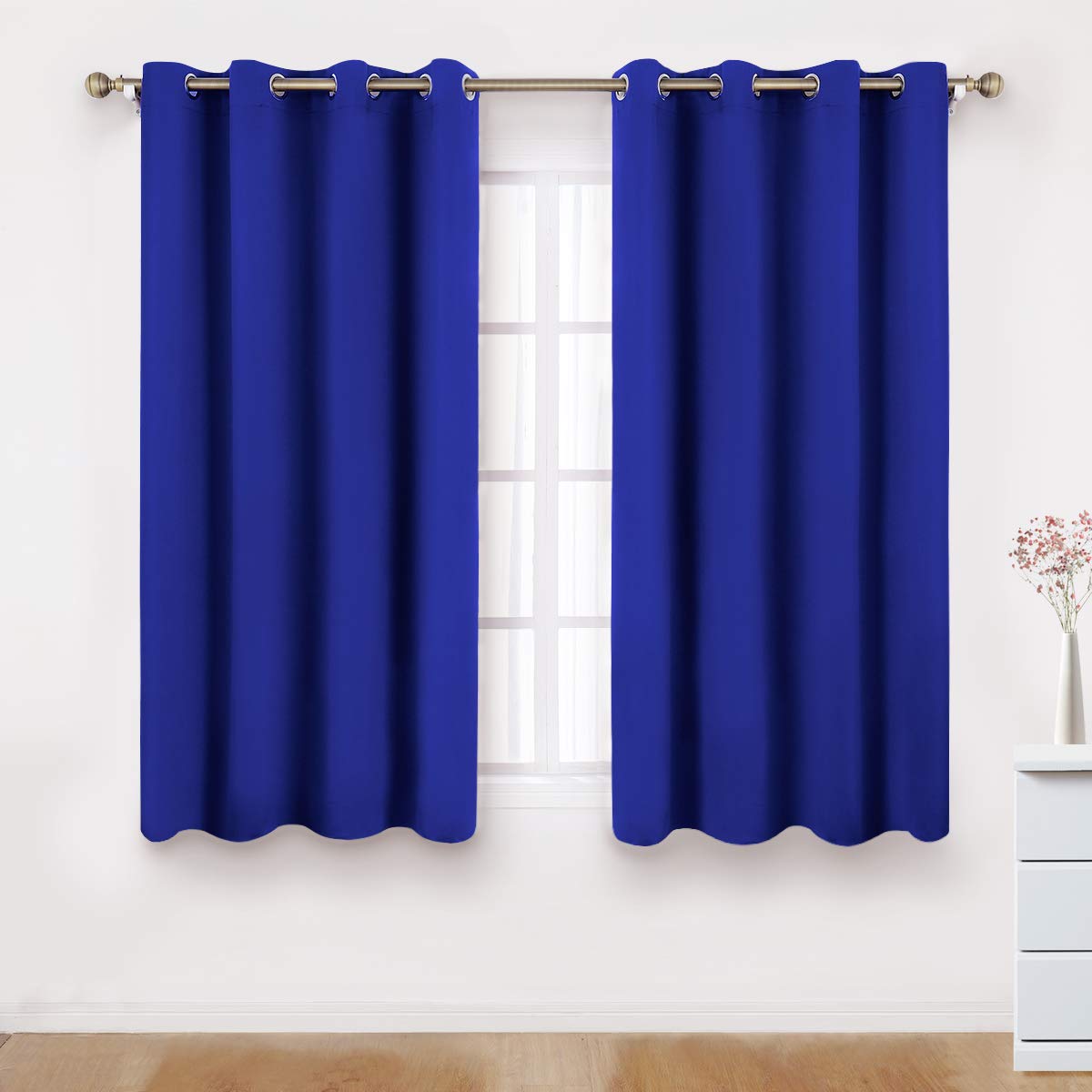 BYSURE Blackout Curtains 52 X 63 Inch Length Set of 2 Panels Royal Blue Room Darkening Bedroom Curtains/Drapes, Thermal Grommet Insulated Window Curtains for Living Room