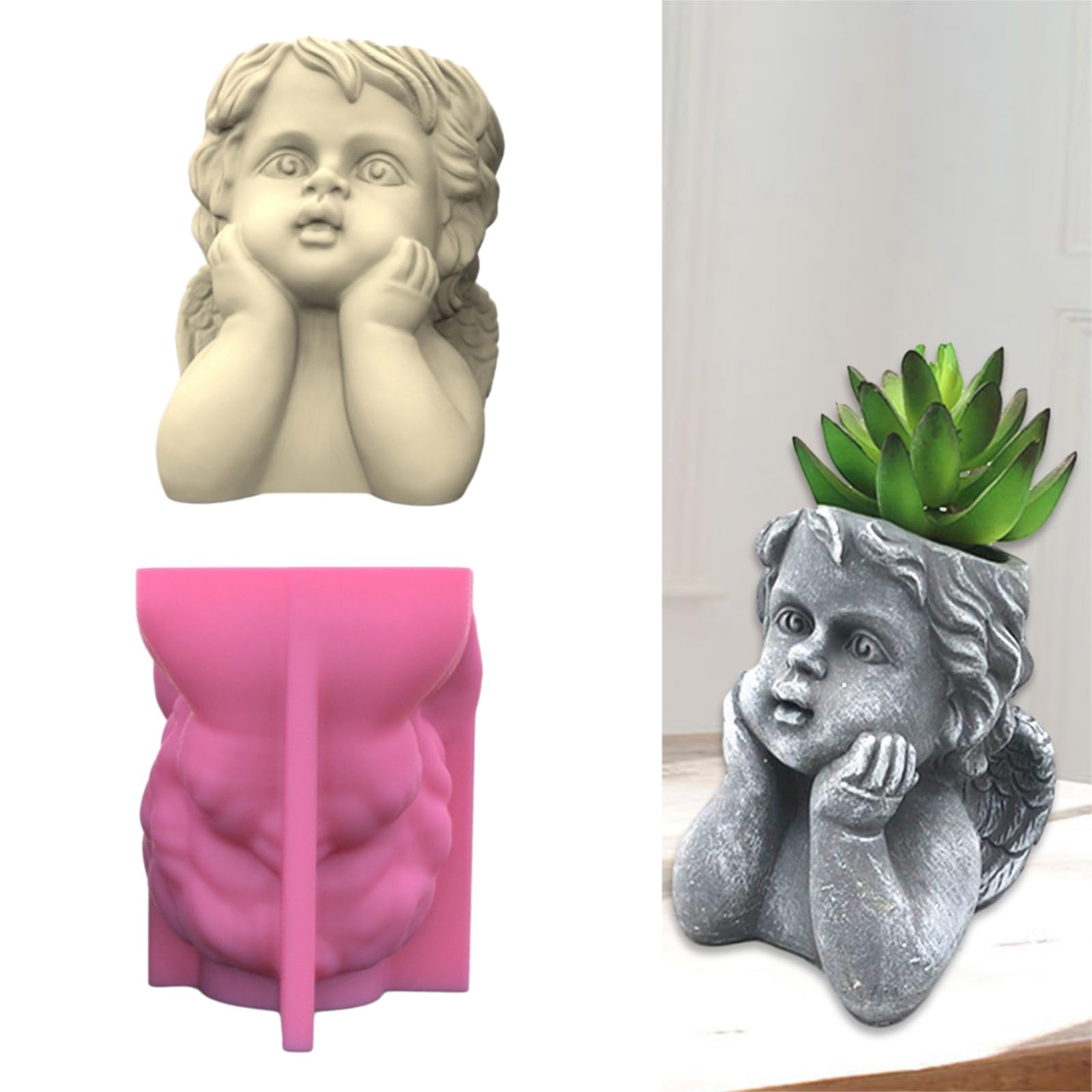 Molde creativo de resina para decoración de mesa y jardines de cemento con forma de niña