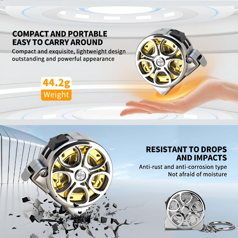 Image of 2Pcs Stainless Steel Measure Tape Keychain, ABS Case Retractable Push Button 200 Cm Measurement Tape, Pocket Size, Portable Measuring Tape for Tailor, DIY, Home, Office & Travel (Silver & Gold)