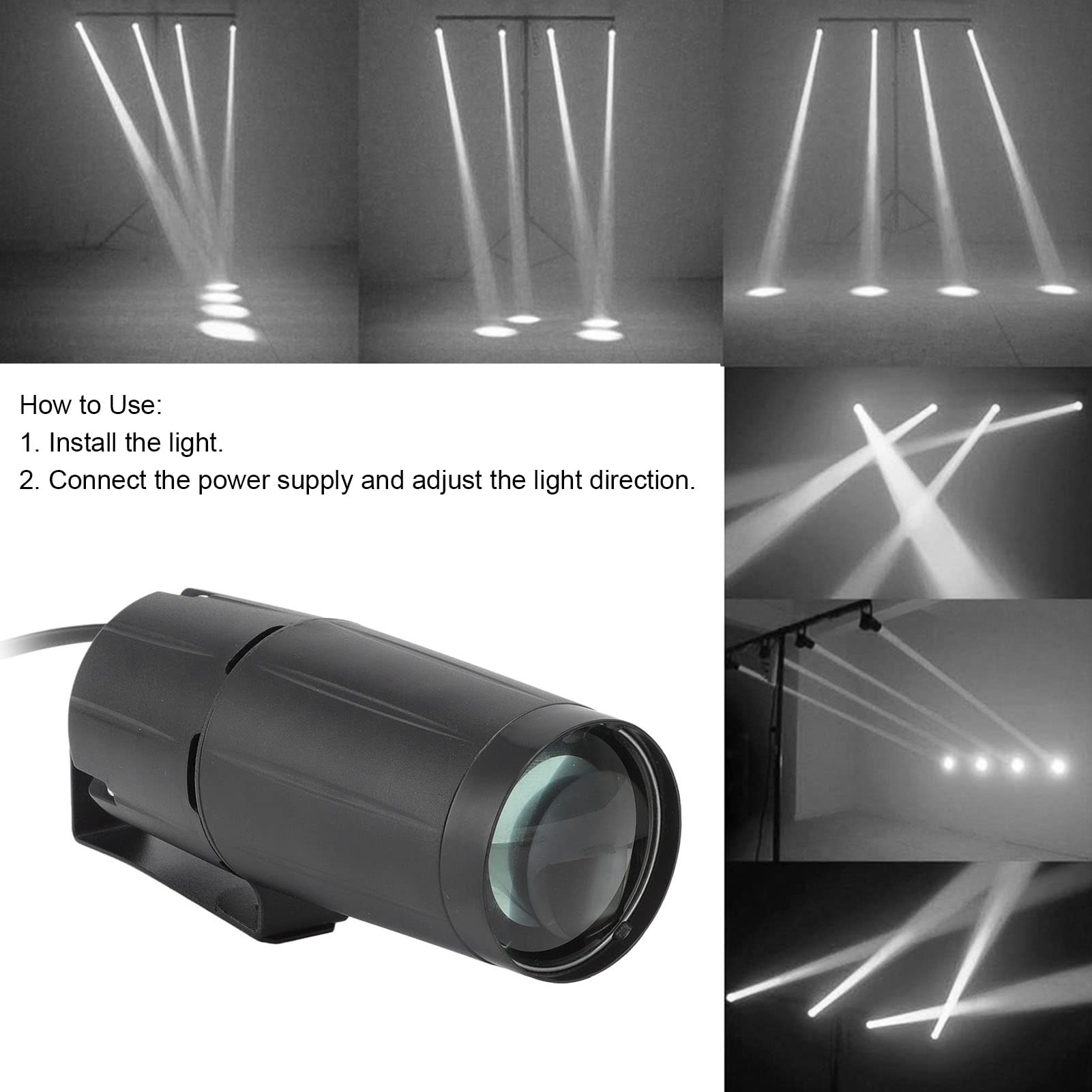 BORDSTRACT LED Pinspot, 3 W AC Disco Light Stage Effect, LED Beam White Lighting Effect Lamp, 90-240 V Beam Spotlight for KTV Home Stage