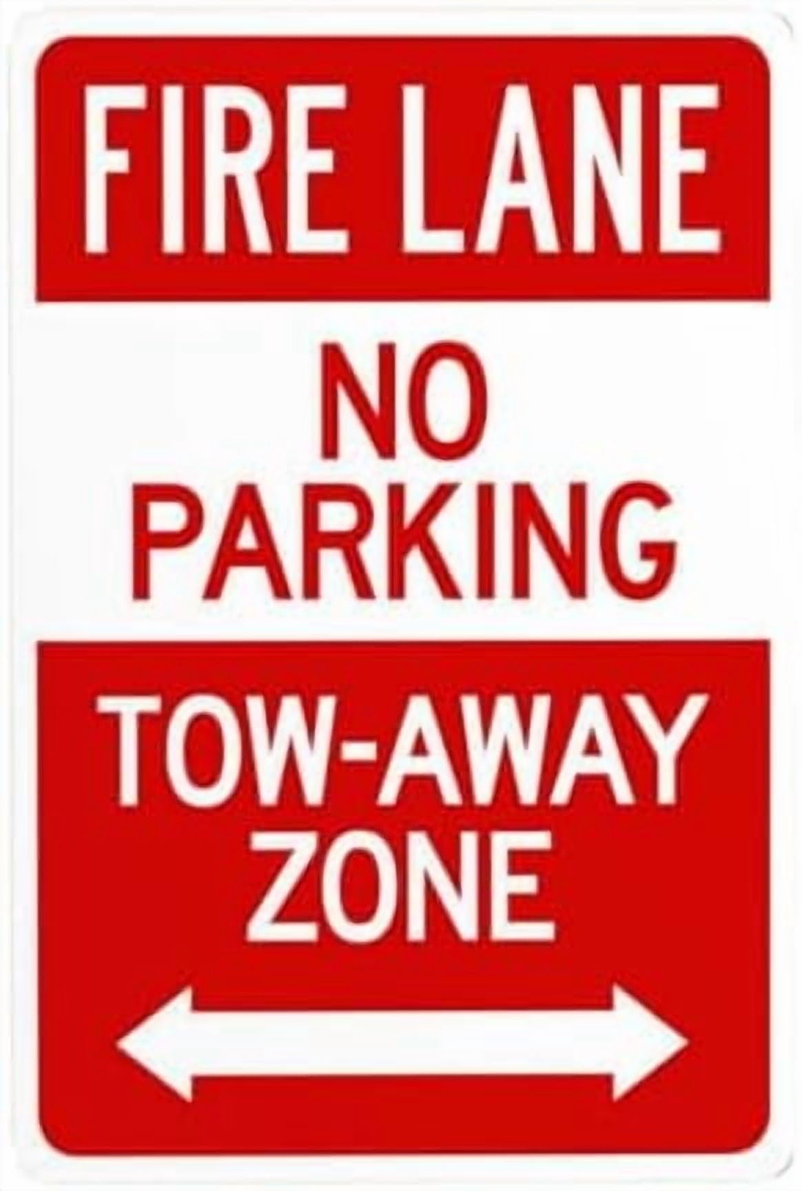 (2-Pack) Metal Tin Sign Fire Lane Tow Away Zone With Bidirectional Arrow Warning Signs, Cautions Sign, Posted Signs for Street Wall Decor 8 x 12 Inch