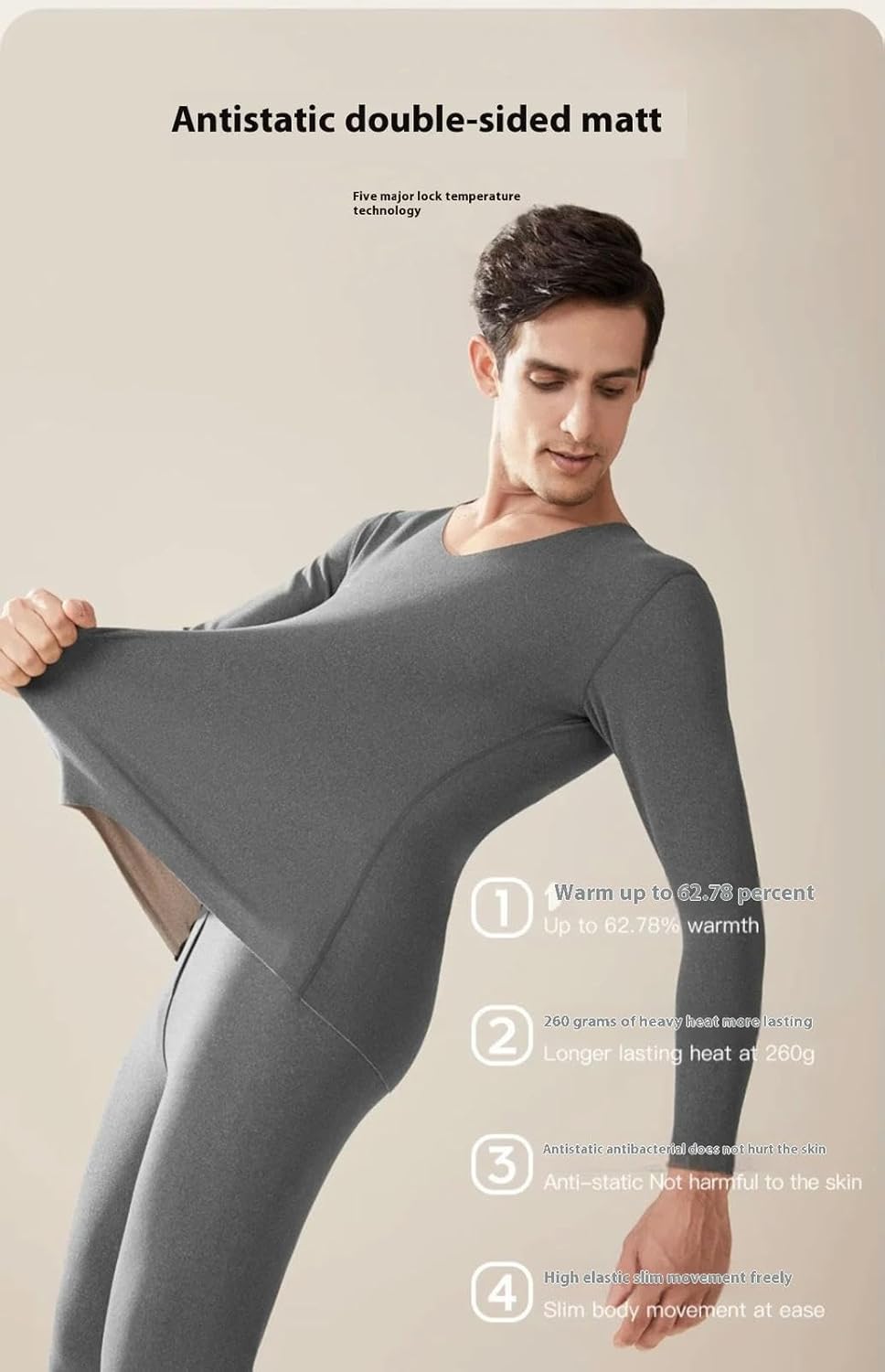 Cashmere Silk Thermal Underwear Set Non-Marking Double-Sided Brushed Wool De Velvet Fall Coat Pants