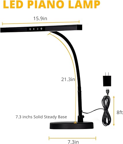 Miniatura 2 de Luz de Piano para Pianos de ColaVerticales y Digitales, Lámpara de Piano con 3 Modos de Color para Pianos de Pie, Altura y Dirección Ajustables,