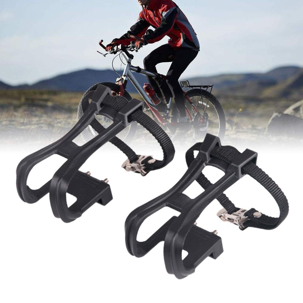 Tyenaza Fermapiedi Per Bicicletta Con Cinturini In Nylon – Set Pedali MTB E Bici Da Strada, Nero - 3