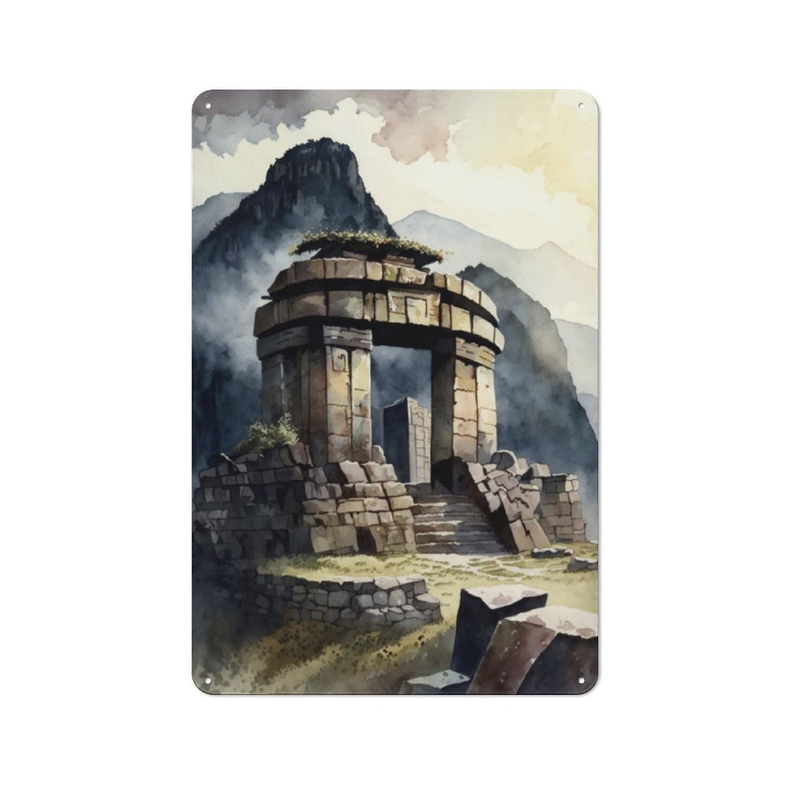 Junmoney The Temple Of The Sun Peru Bistro Style Bistro Metal Sign 30X20cm Featuring Shop Wall Decor For Takeaway, Bar, Kitchen Or Counter Area
