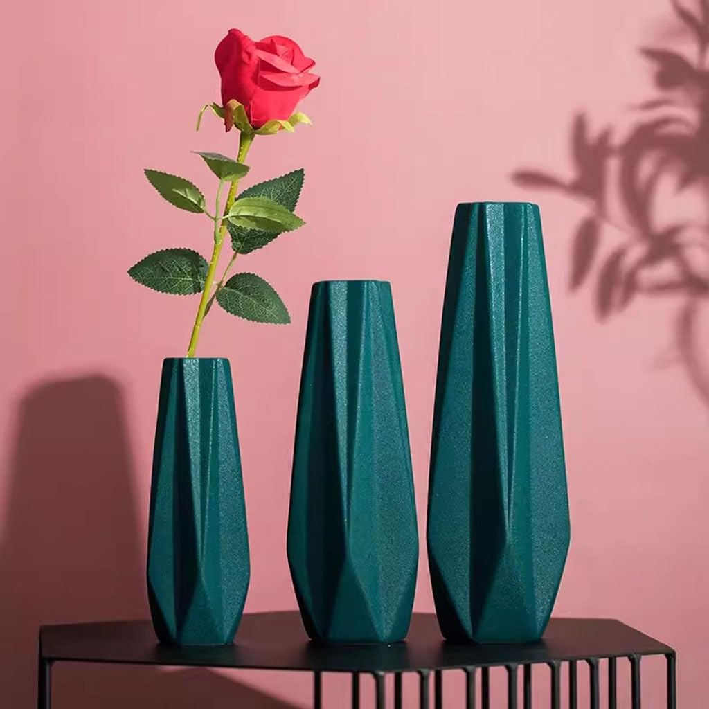 Vaso Semplice vaso in ceramica nordica, composizione floreale leggera e lussuosa sul tavolo da soggiorno, decorazione con fiori secchi, ornamenti moderni Vaso In Ceramica(Green,S)