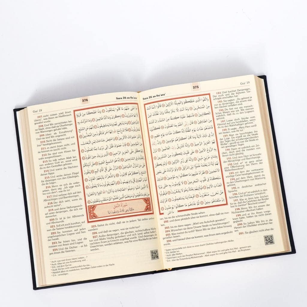 Der edle Koran – Arabisch-Deutsch | Übersetzung von Abu-r-Ridâ Muhammad Ibn Ahmad Ibn Rassoul | 17×24 cm | 616 Seiten | Termo-Leder, Goldschnitt, Hochwertige Ausgabe (Black)