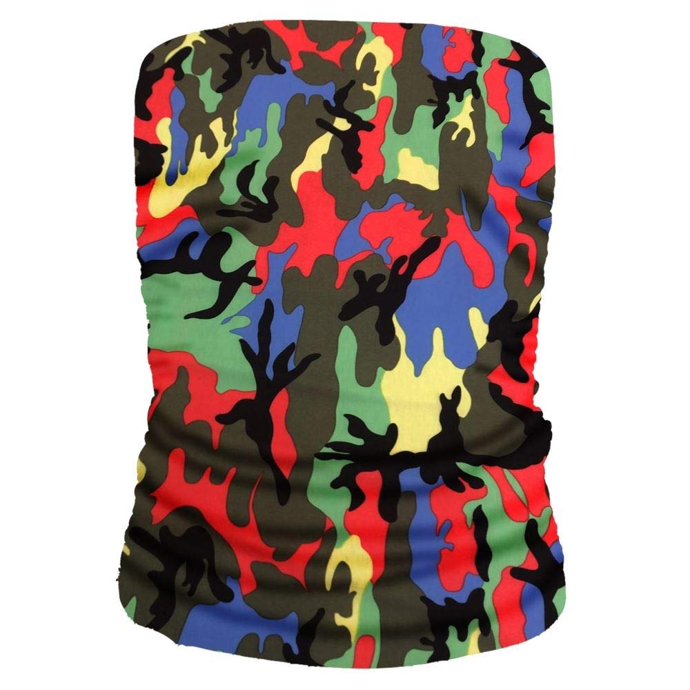 Janisramone Women's Army Multicolour New Printed Side Ruched Bandeau Boob Tube Strapless Sleeveless Bra Vest Crop Top