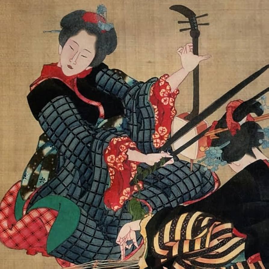 Amazon.co.jp: 葛飾応為 浮世絵 三曲合奏図 56×38.8cm ポスター 複製