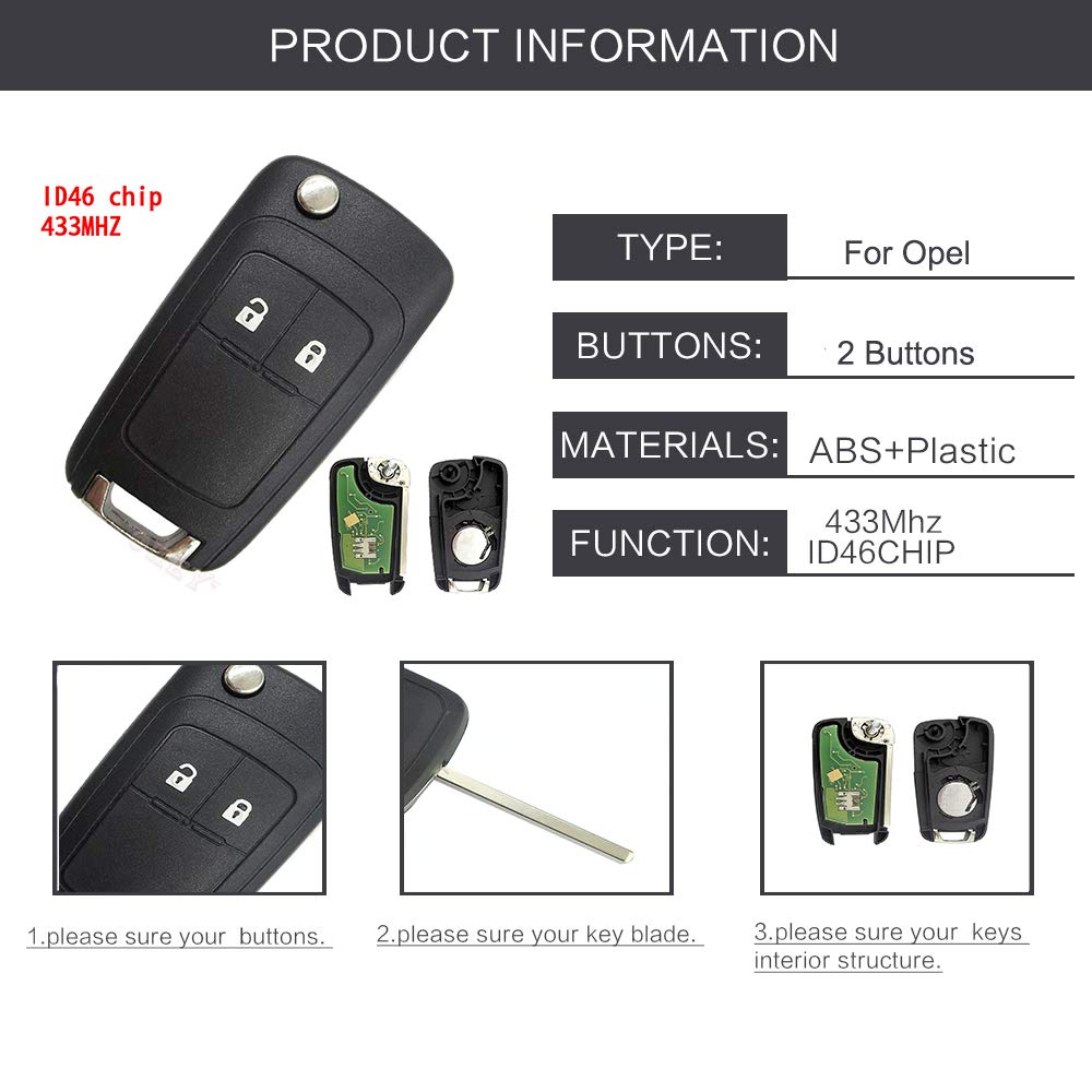Sostuzione Chiave Telecomando Per OPEL Per Corsa C Per