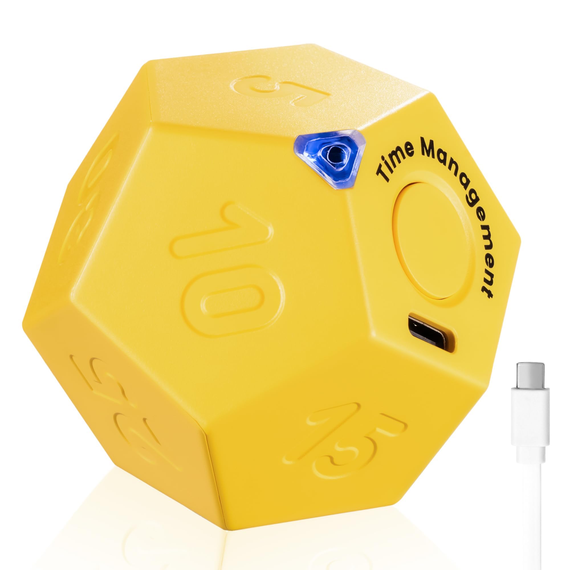 NALACAL Cube Timer, Rotating Productivity Timer, Rechargeable Desk Timer Dodecagon with Sound Vibrate Light Alarm Flip Timer for Time Management Kids ADHD 1 3 5 10 15 20 25 30 45 60 90 Minute