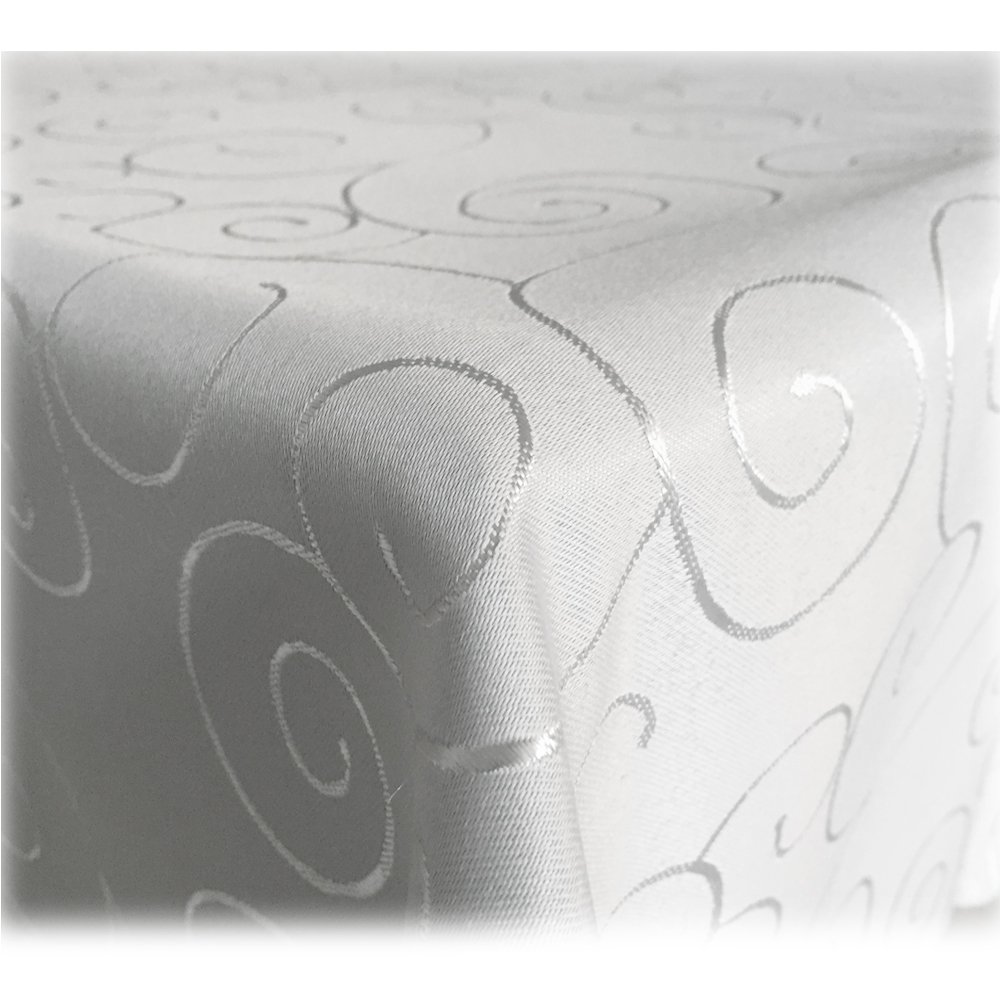 Die JEMIDI Tischdecke 'Ornamente Seidenglanz' in Grau verleiht Ihrem Tisch eine elegante Note.