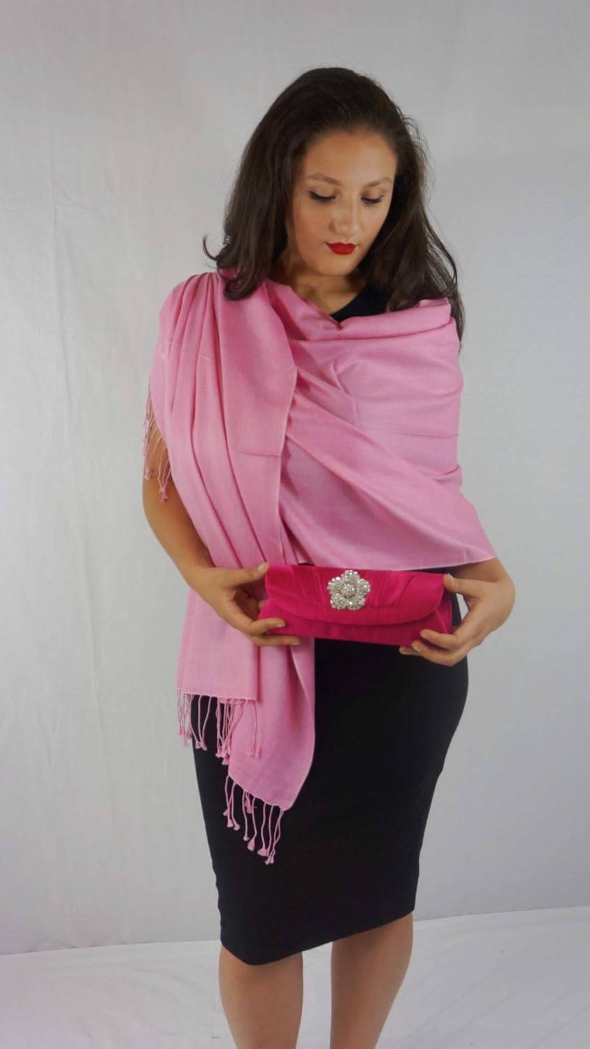 Solid Pashmina Shawl, Scarf, Wrap & Stole (Large size) Bubble Gum Pink