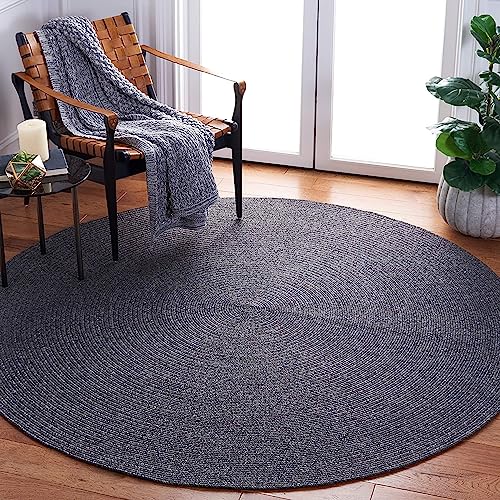 Image of Cotton Round Carpet 3x3 feet - Handmade Braided Boho Rug for Living Room, Bedroom & Balcony - Soft Washable Floor Mat, Color -Charcol