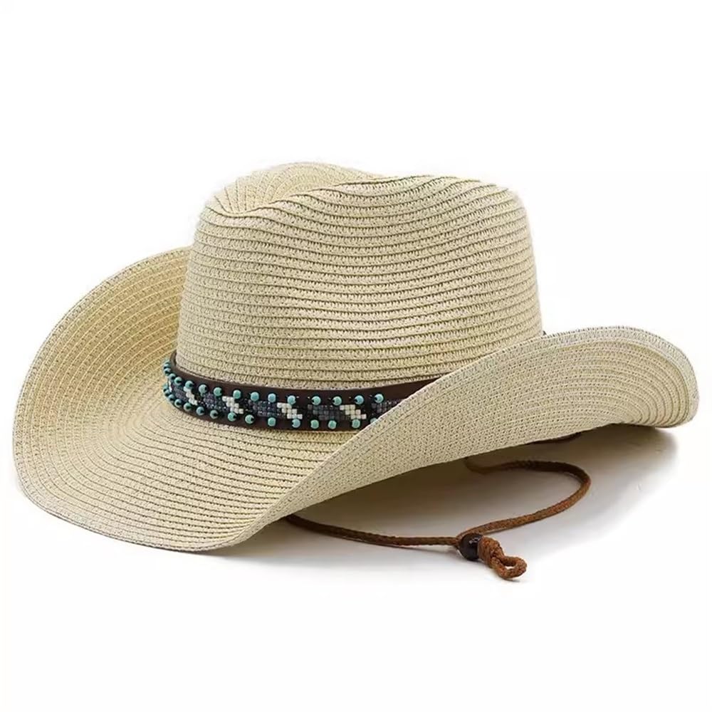 Cappello da Spiaggia in Paglia per Uomo Cappello da Cowboy in Stile Britannico, Cappello di Paglia Jazz for Uomo e Donna Viaggio Estivo all'aperto