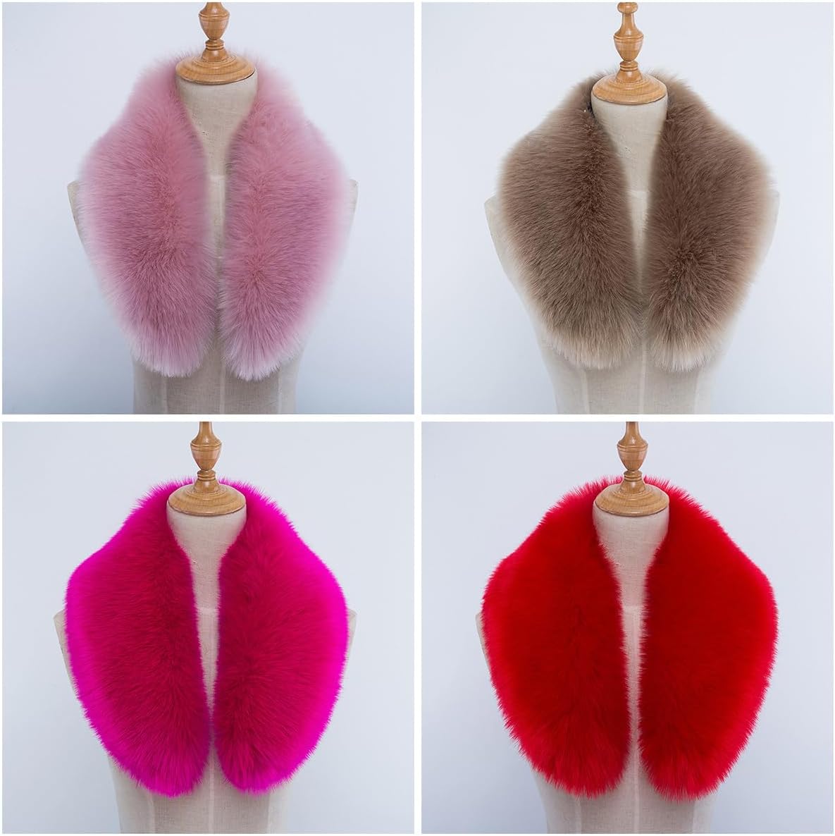 ECYC Women Faux Fur Collar Scarf, Plush Winter Warm Neck Warmer Scarf Wrap Fuzzy Artificial Collar Shawl Hood Trim for Women