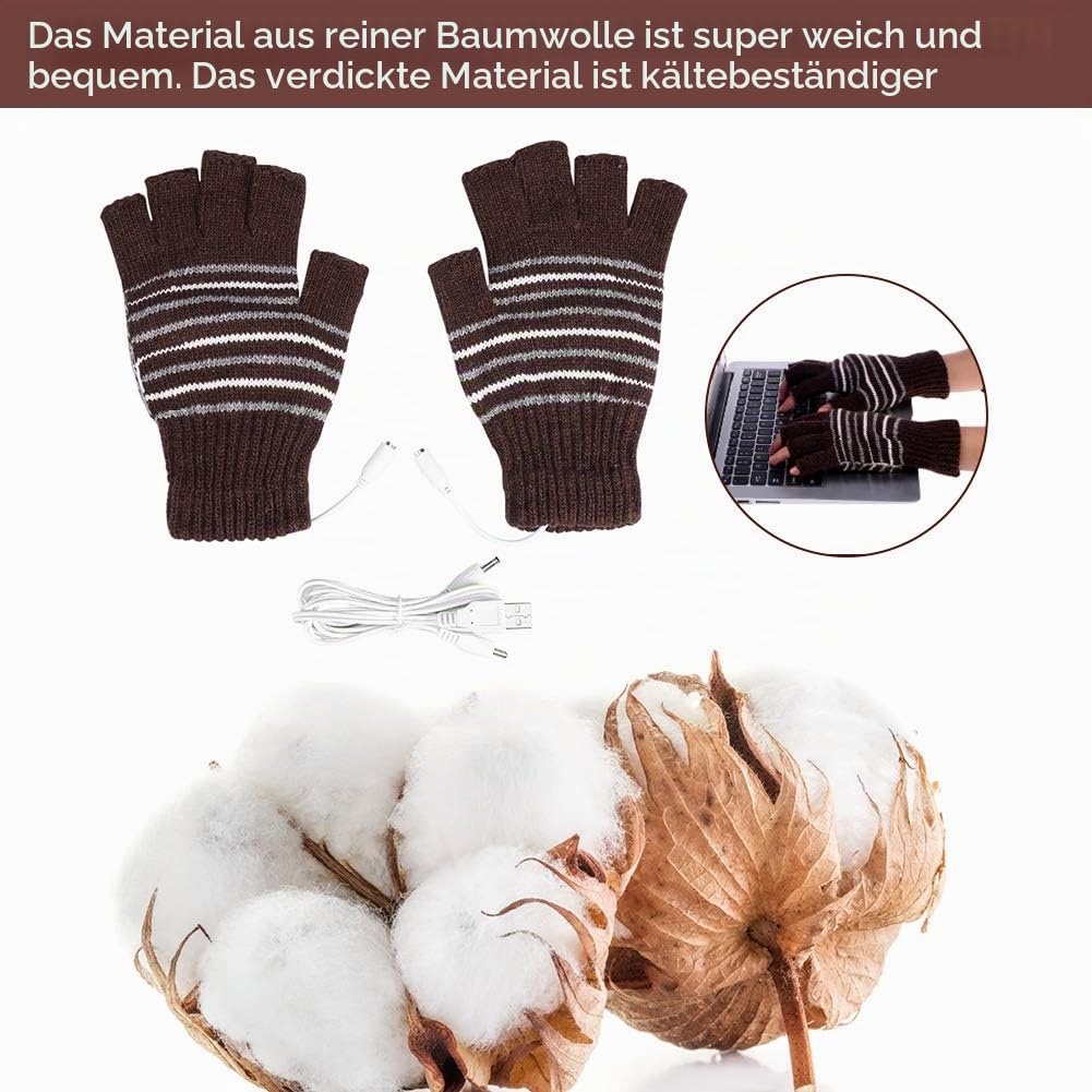 Semme Beheizte Handschuhe Winter Unisex mit USB Aufladung Waschbar Half Finger Warm für Radfahren Motorrad Wandern Skifahren Bergsteigen